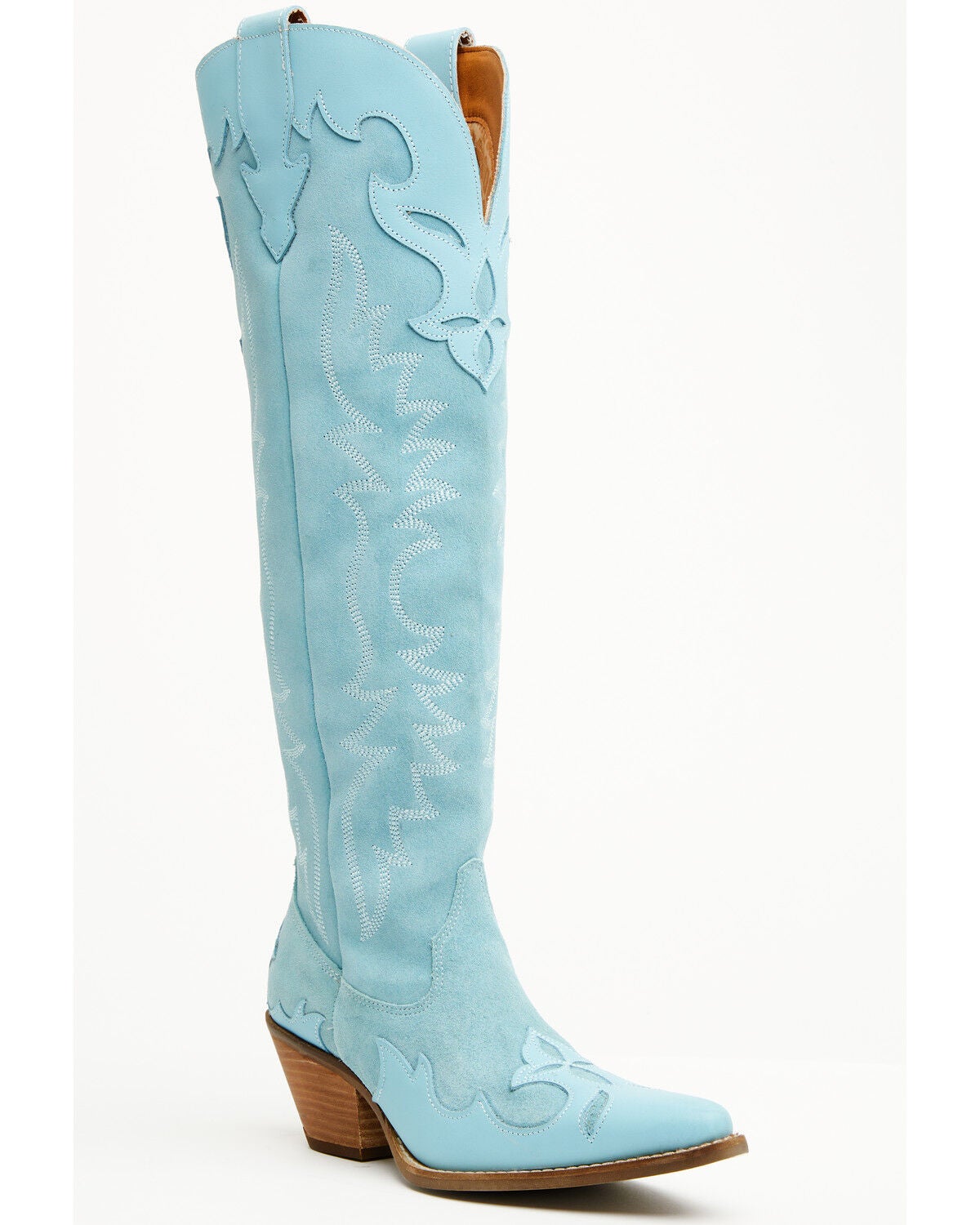 Dingo Women's Drama Queen Overlay Tall Western Boots - Round Toe, Blue, hi-res