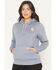 Image #1 - Carhartt Women's Relaxed Fit Midweight Logo Sleeve Graphic Hoodie, Navy, hi-res