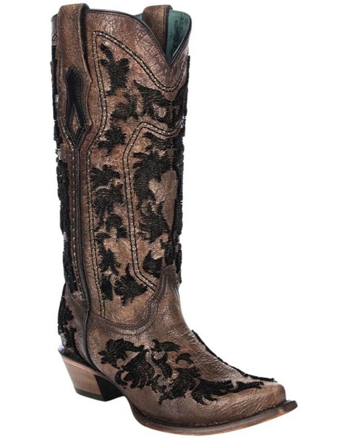 Corral Women's Crackled Bristle Western Boots - Snip Toe, Cognac, hi-res