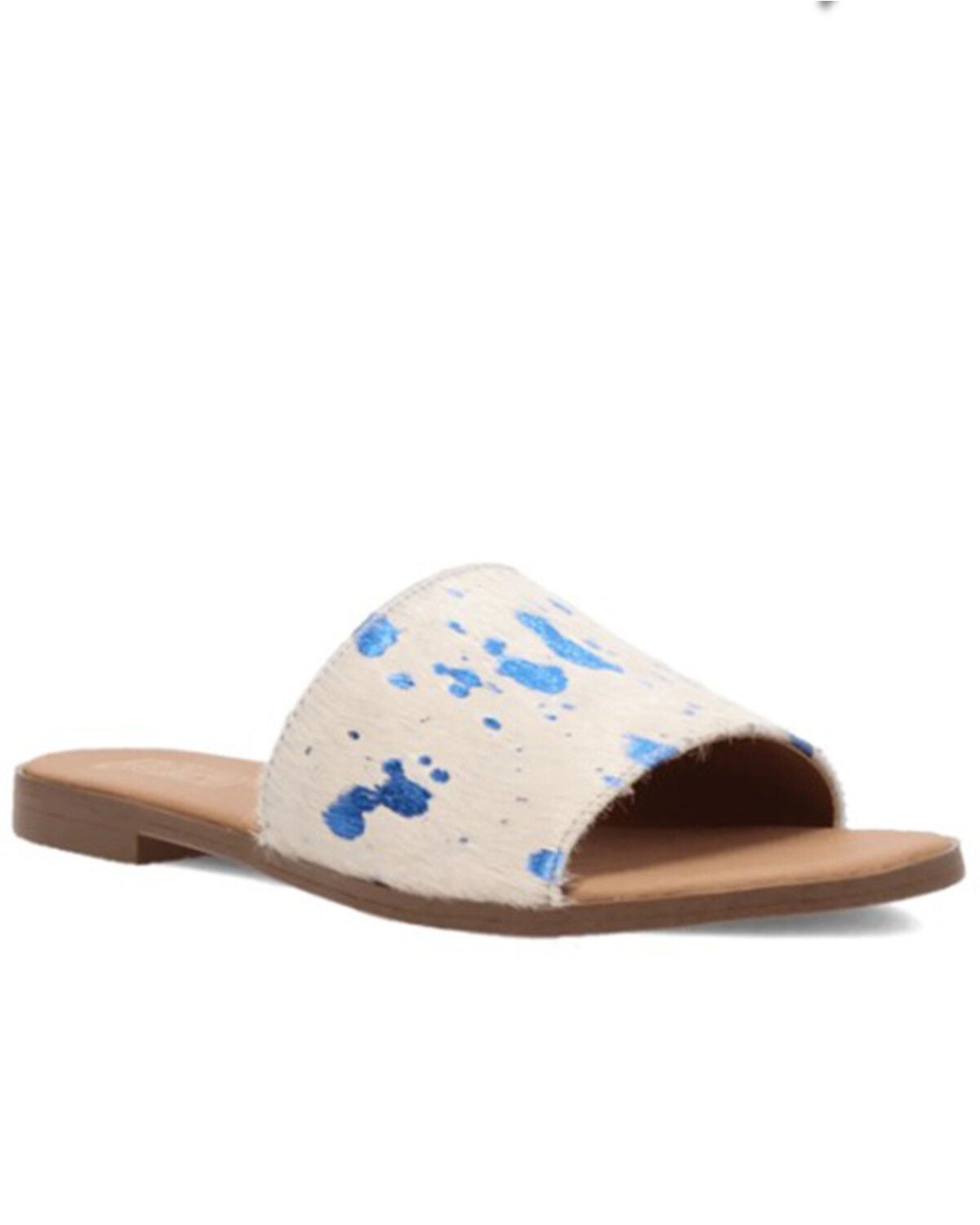 Dingo Women's Metallic Hairon Moo Moo Sandals, Blue, hi-res