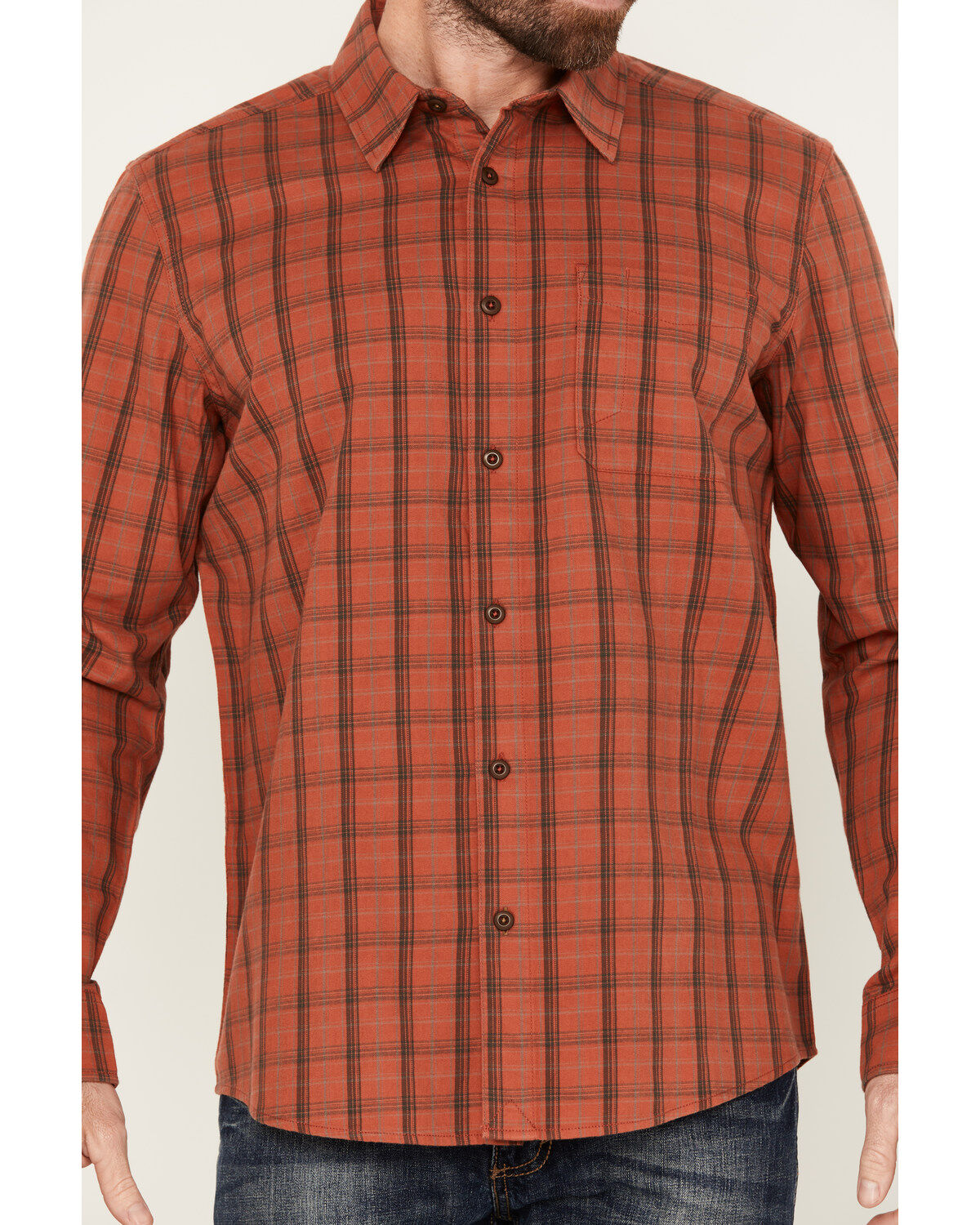 Image #3 - Brothers and Sons Men's Austin Plaid Print Long Sleeve Button Down Shirt, Medium Red, hi-res