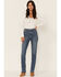 Idyllwind Women's High Rise Straight Porkchop Pockets Denim Jeans, Dark Blue, hi-res