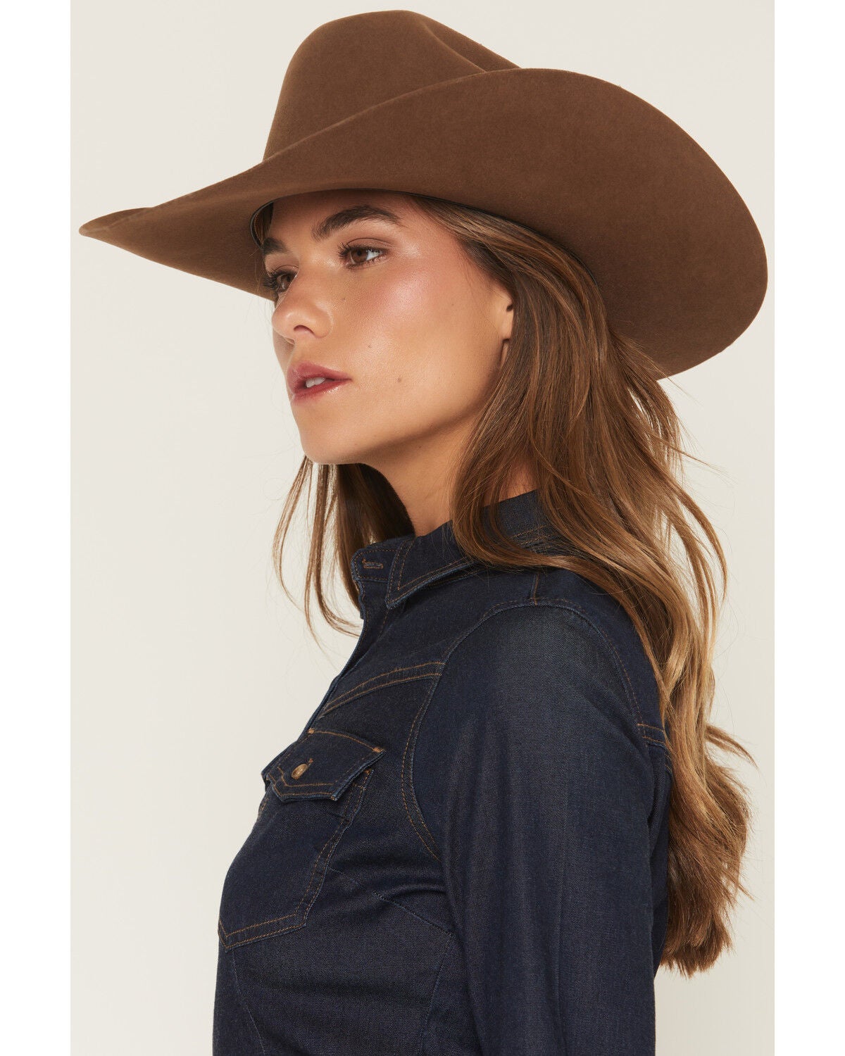 Image #4 - Shyanne Women's Bella Dark Wash Denim Long Sleeve Button-Down Stretch Western Shirt, Dark Wash, hi-res