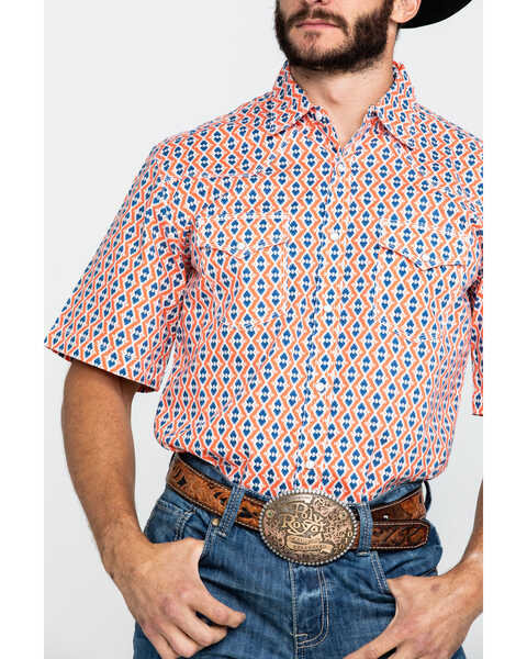 Image #4 - Wrangler 20X Men's Advanced Comfort Coral Aztec Print Long Sleeve Western Shirt , , hi-res