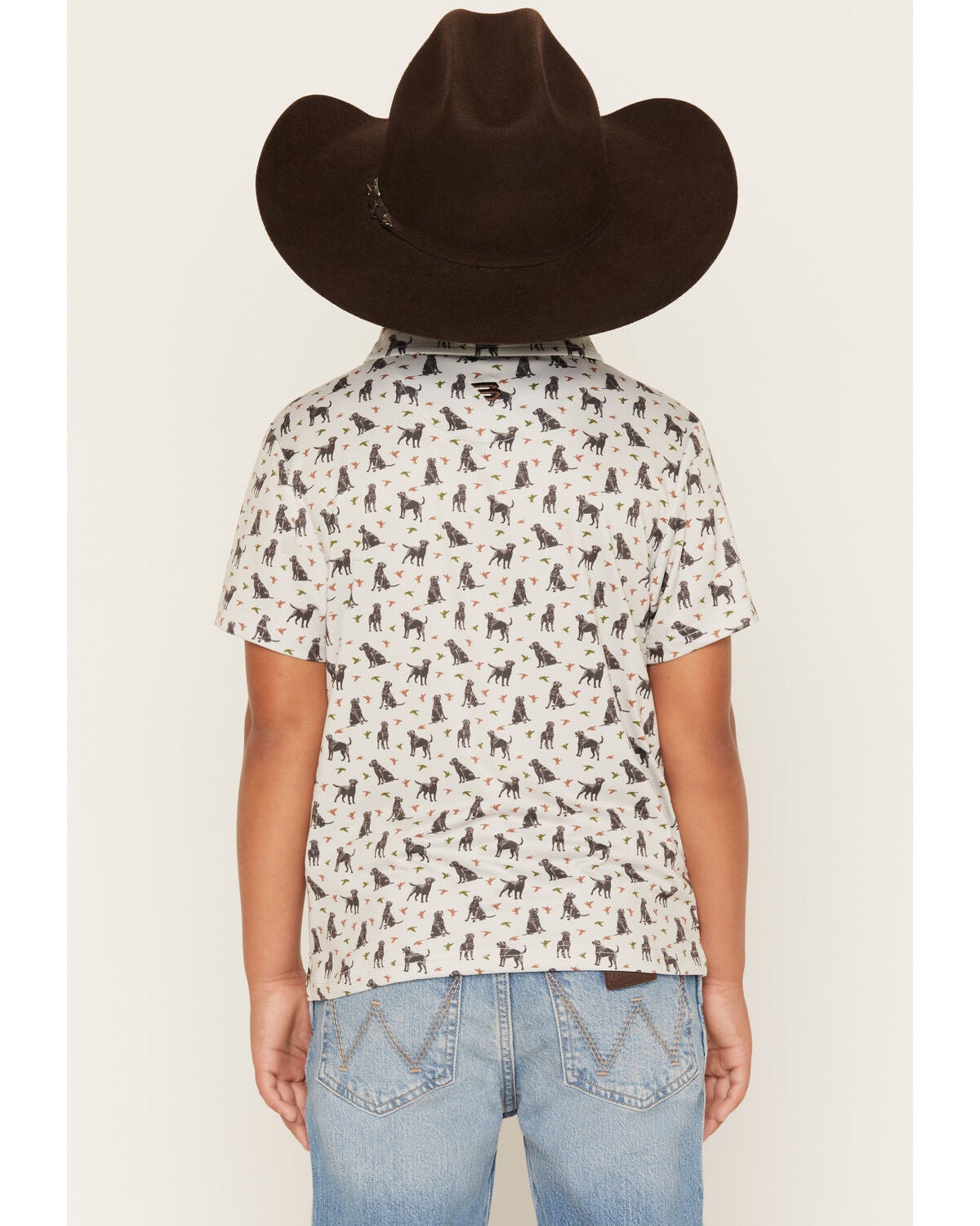 Image #4 - Burlebo Boys' Ducks and Dogs Short Sleeve Performance Polo, Beige, hi-res