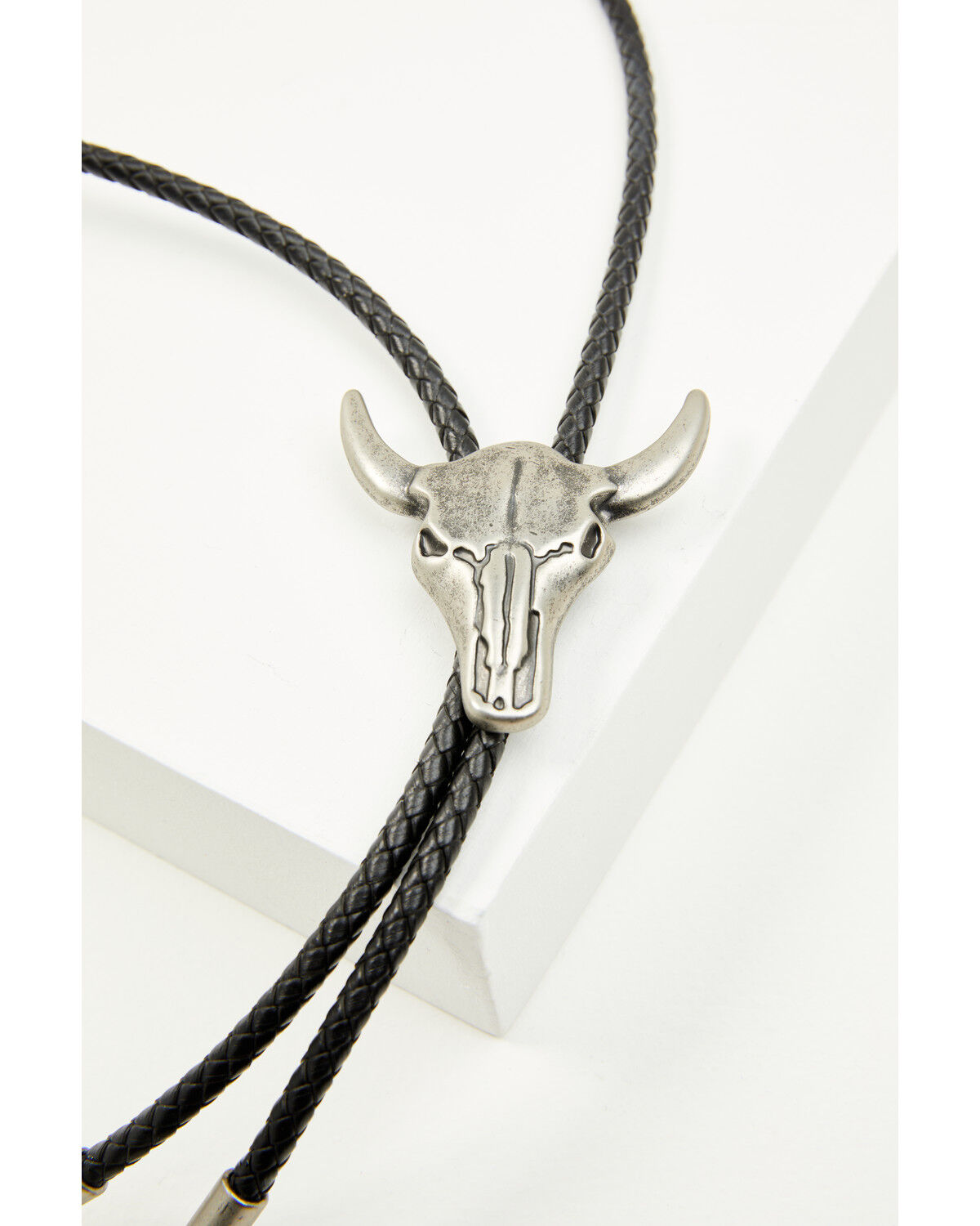 Image #3 - Cody James Men's Austin Antique Silver Steer Head Bolo Tie, Silver, hi-res