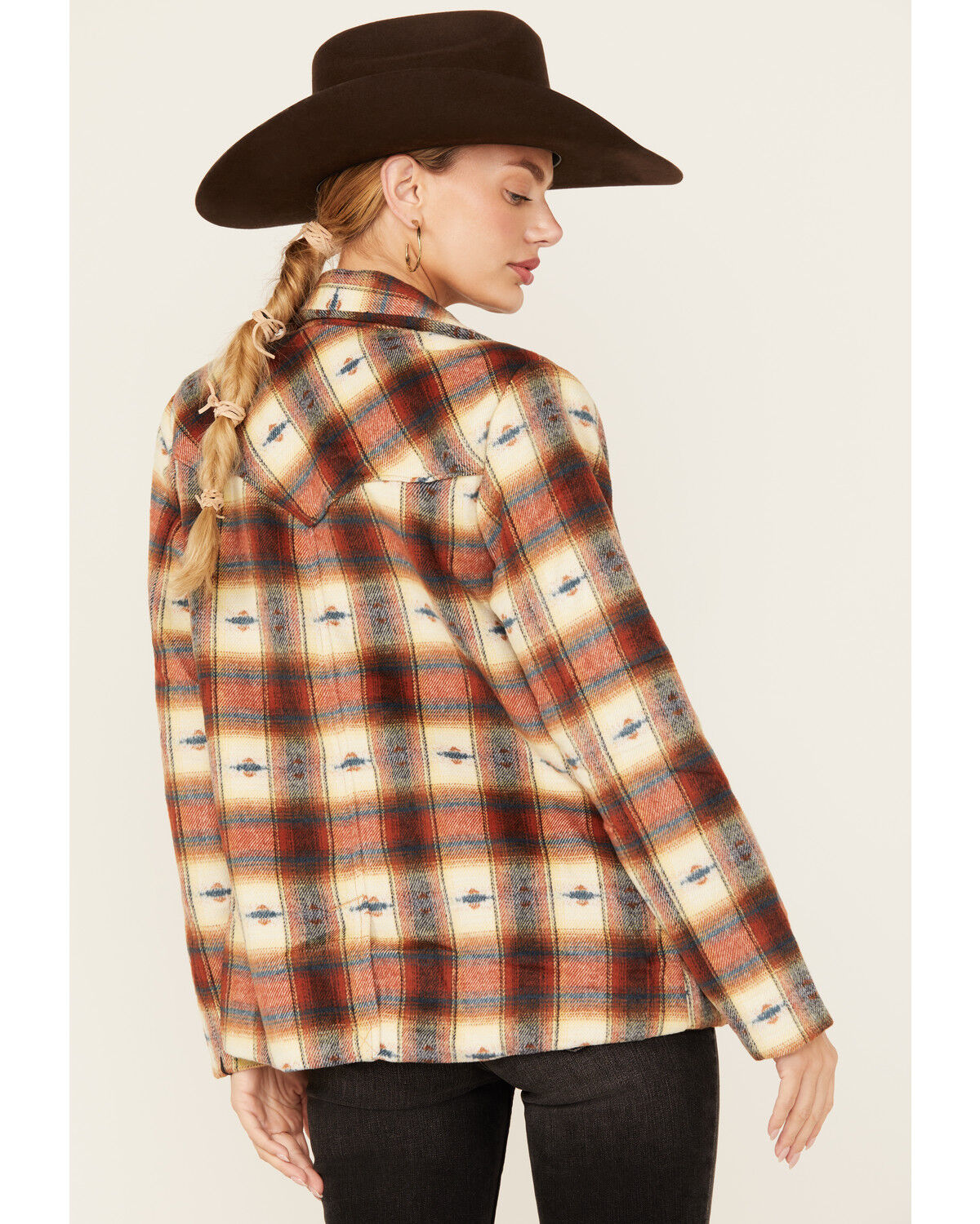 Image #4 - Wrangler Women's Plaid Print Blazer, Rust Copper, hi-res