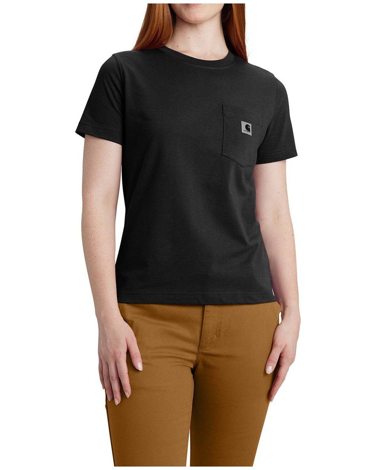 Image #1 - Carhartt Women's Relaxed Fit Lightweight Short Sleeve Pocket Tee, Black, hi-res