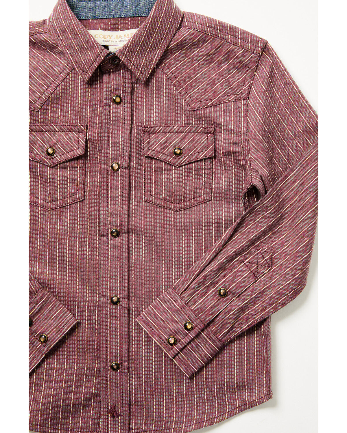 Image #2 - Cody James Toddler Boys' Everest Peak Striped Print Long Sleeve Snap Western Shirt, Burgundy, hi-res