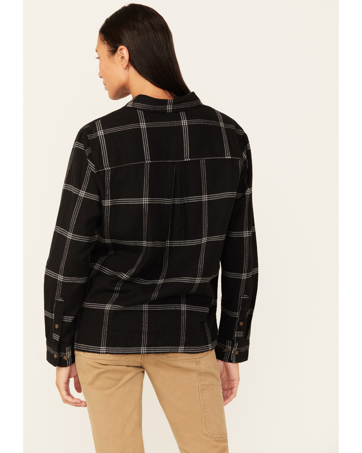 Image #4 - Carhartt Women's Rugged Flex Loose Fit Midweight Long Sleeve Flannel Shirt, Black, hi-res