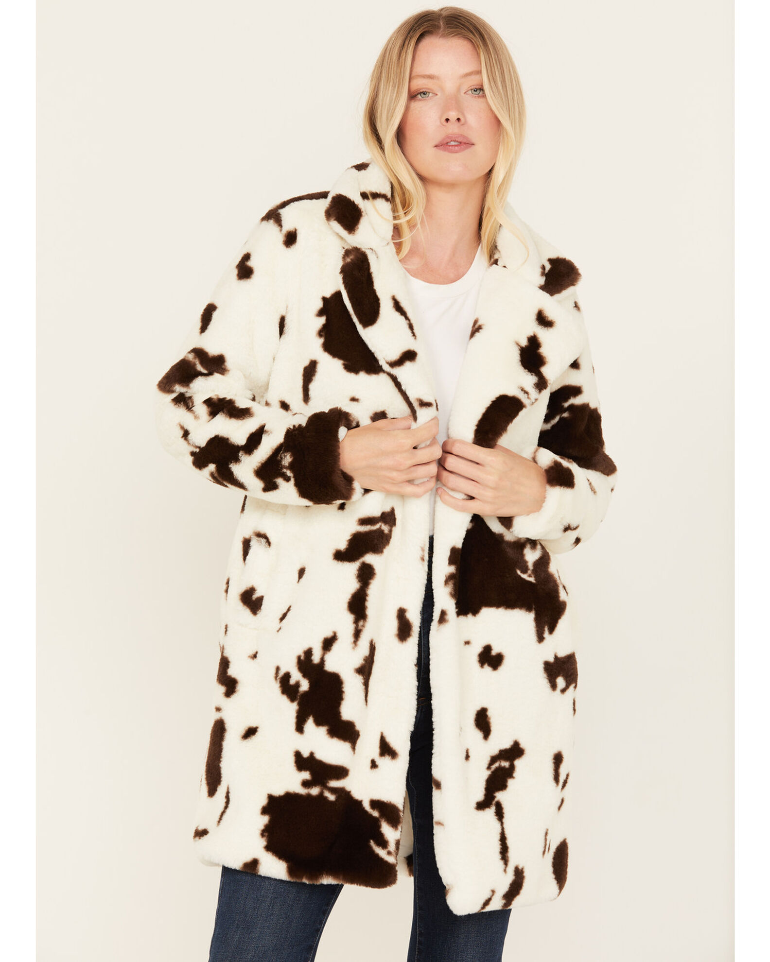 Cow print coat discount