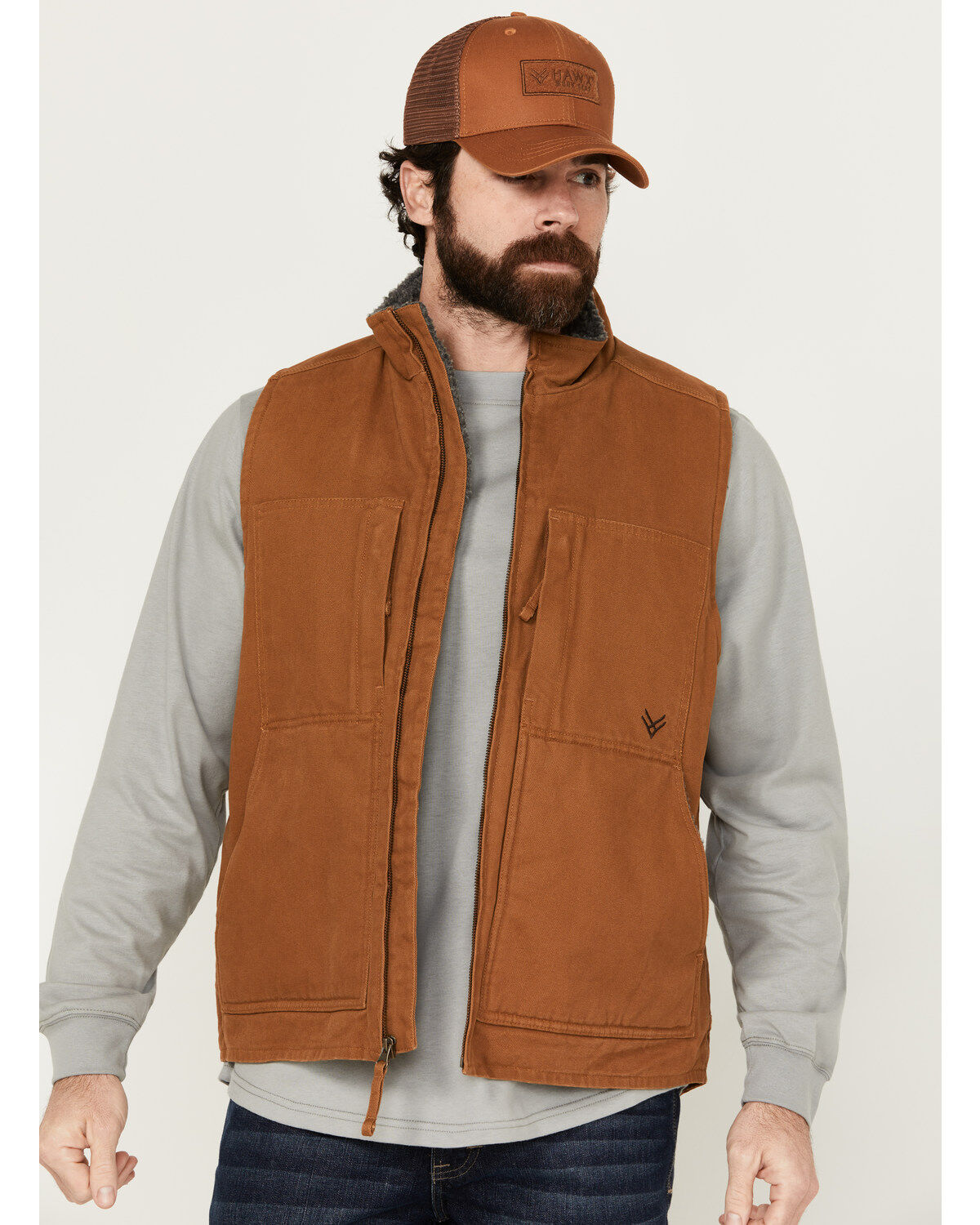 Image #1 - Hawx Men's Browder Weathered Duck Work Vest, Rust Copper, hi-res
