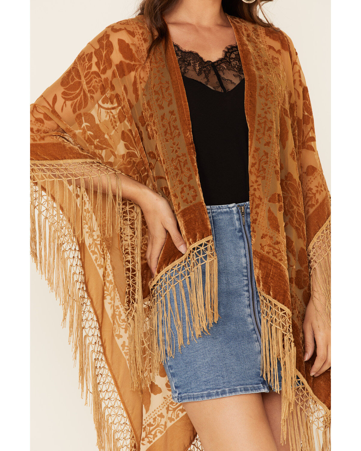 Image #3 - Idyllwind Women's Brown Dancer Fringe Shawl, Brown, hi-res