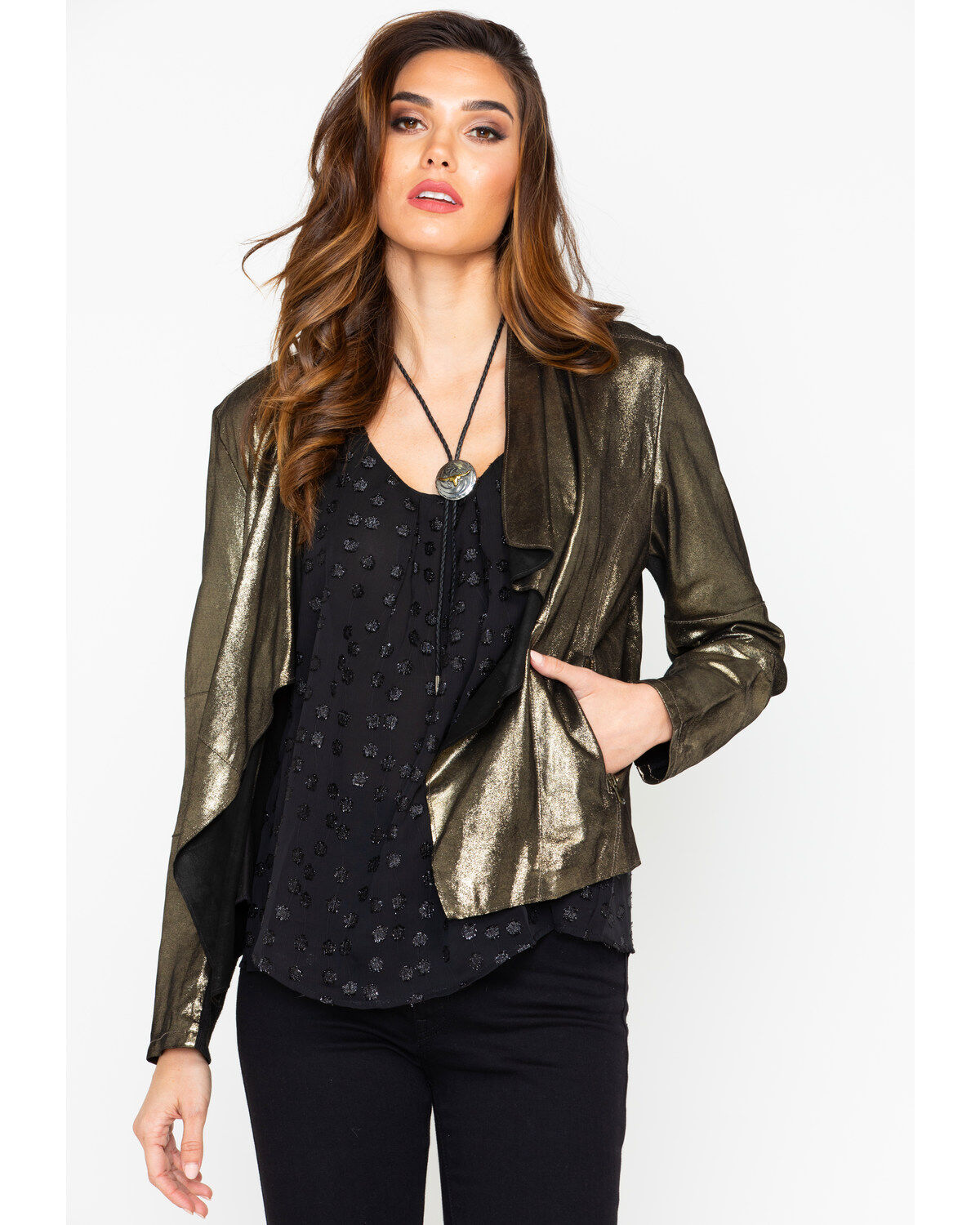Image #1 - Tasha Polizzi Women's Stardust Shrug Jacket, Bronze, hi-res