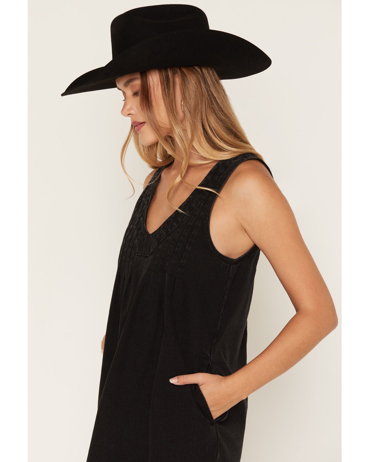 Image #3 - Saltwater Luxe Women's Miniya Sleeveless Collar Denim Mini Dress, Black, hi-res