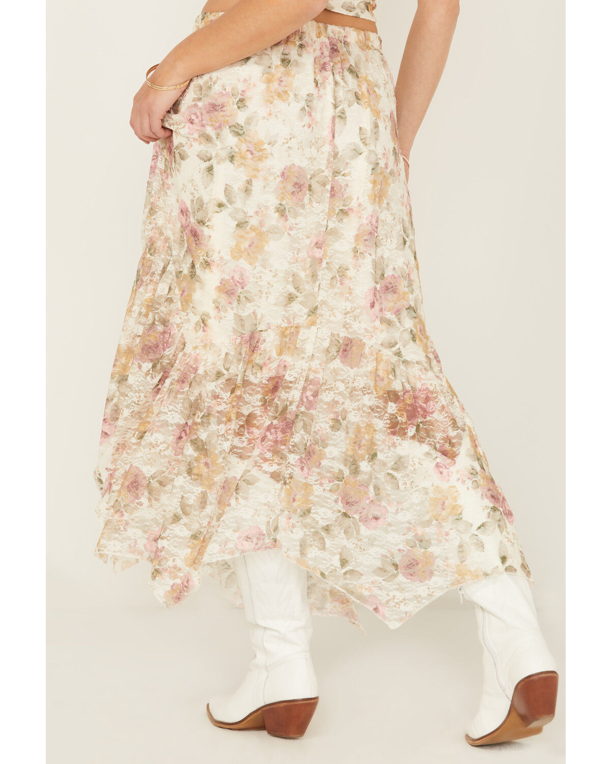 Product Name:  La La Land Women's Boot Barn Exclusive Floral Print Lace Midi Skirt
