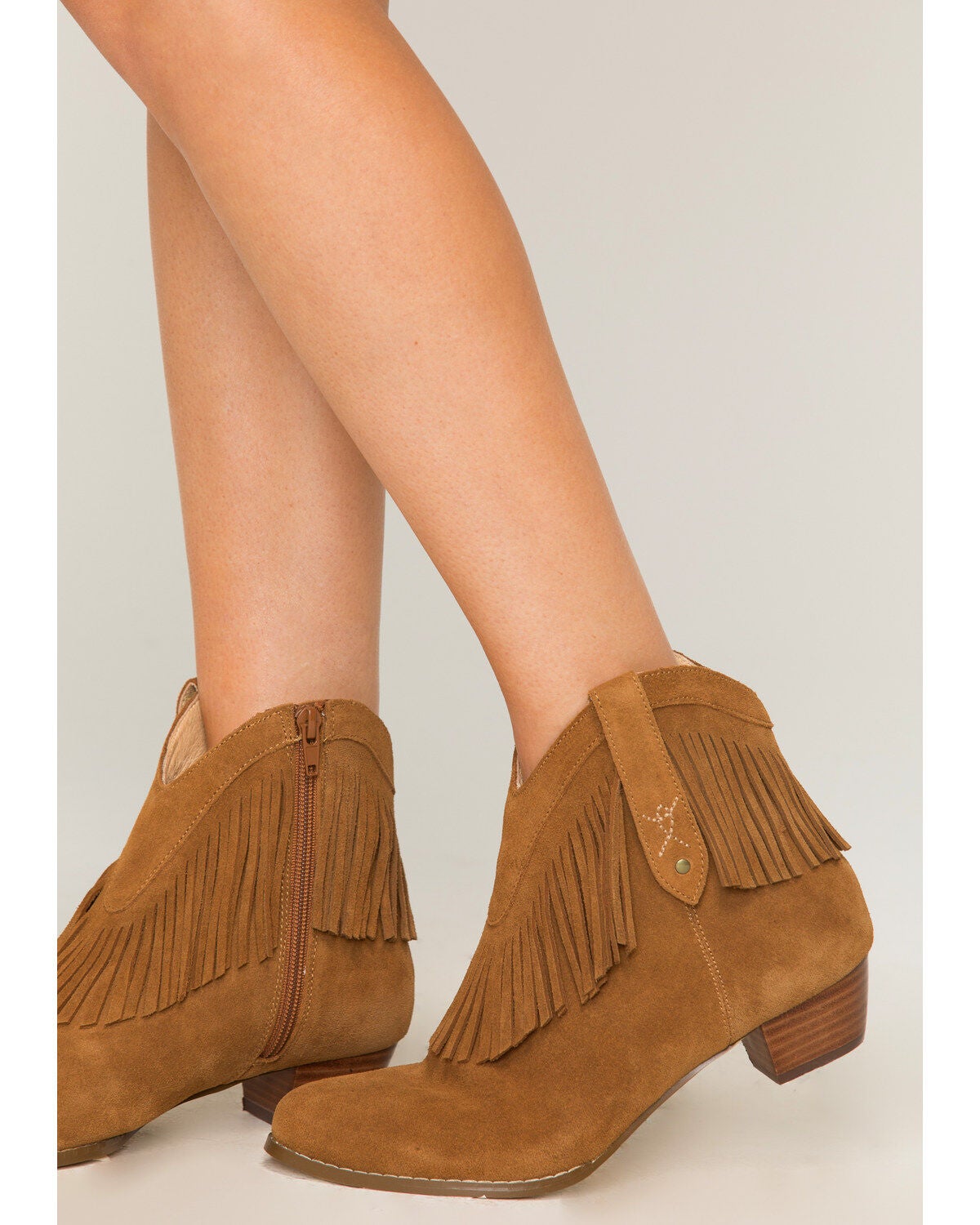 Image #2 - Shyanne Women's Fringe Suede Booties - Round Toe, , hi-res