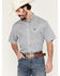 Image #1 - Cinch Men's Boot Barn Exclusive Striped Short Sleeve Button-Down Western Shirt, Blue, hi-res