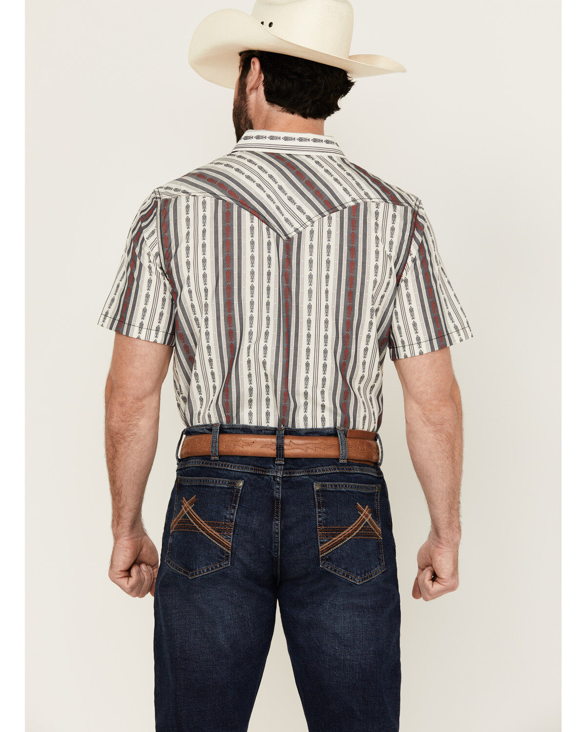 Image #4 - Cody James Men's Patriot Ikat Southwestern Striped Print Short Sleeve Snap Western Shirt, , hi-res