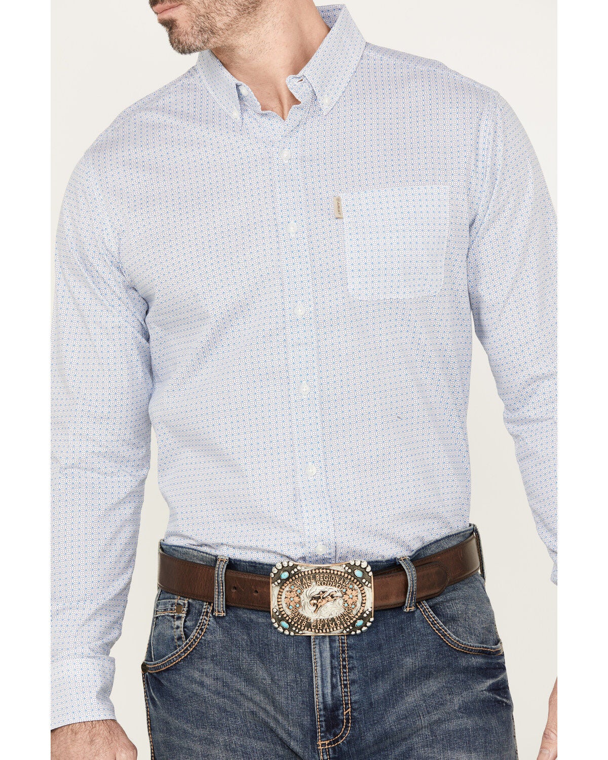 Image #3 - Ariat Men's Medallion Stretch Modern Fit Button-Down Long Sleeve Western Shirt, , hi-res