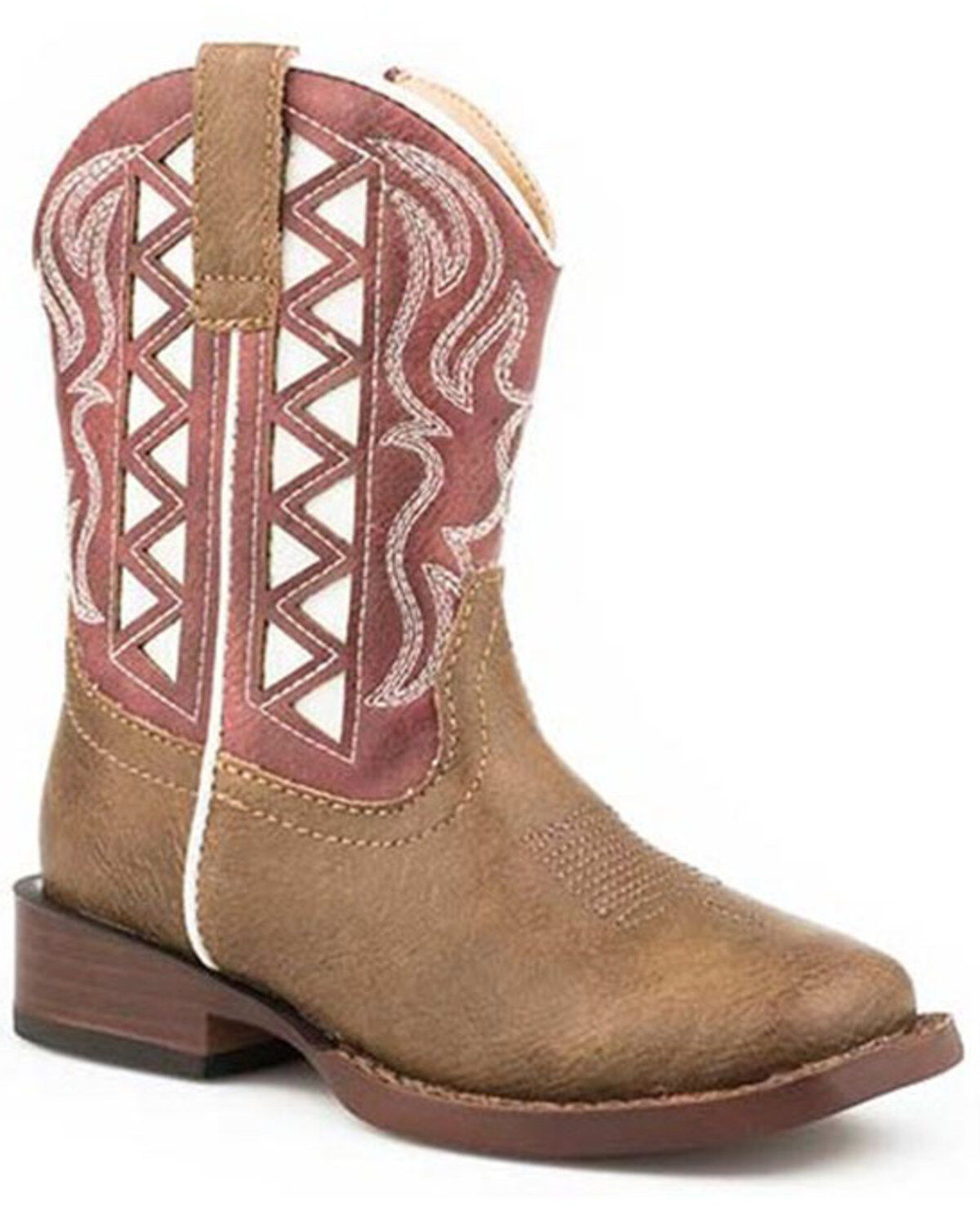 Image #1 - Roper Toddler Boys' Askook Western Boots - Square Toe, Red, hi-res