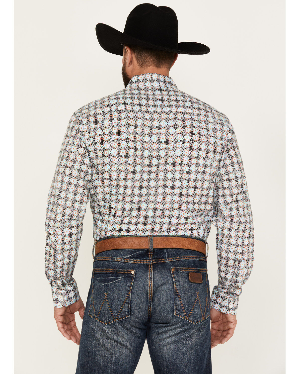 Image #4 - Cinch Men's Medallion Print Long Sleeve Button-Down Western Shirt, Light Blue, hi-res