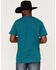 Wrangler Men's Mexico Rider Teal Rope Logo Graphic Short Sleeve T-Shirt , Teal, hi-res