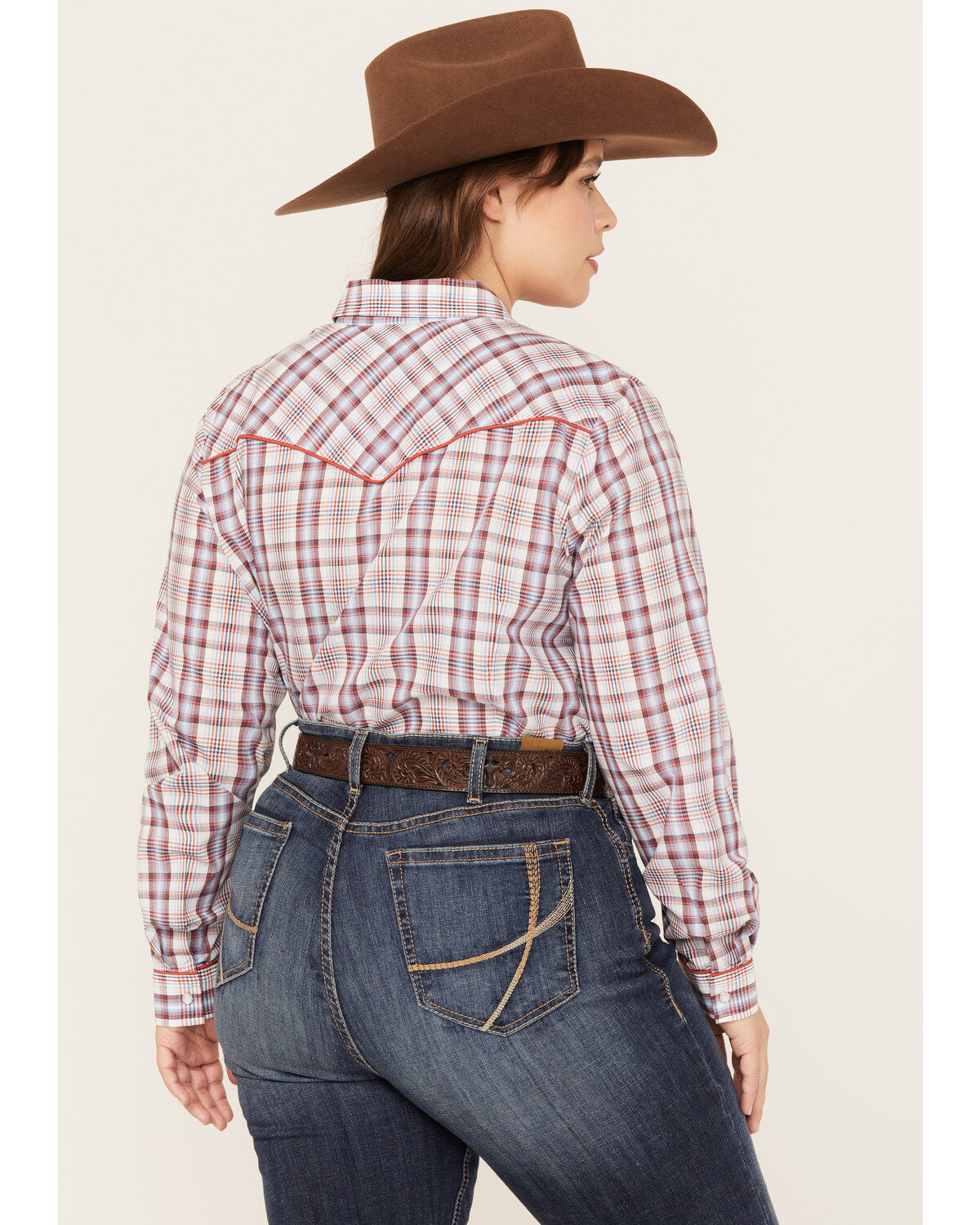 Image #4 - Roper Women's Plaid Print Long Sleeve Pearl Snap Western Shirt - Plus, , hi-res