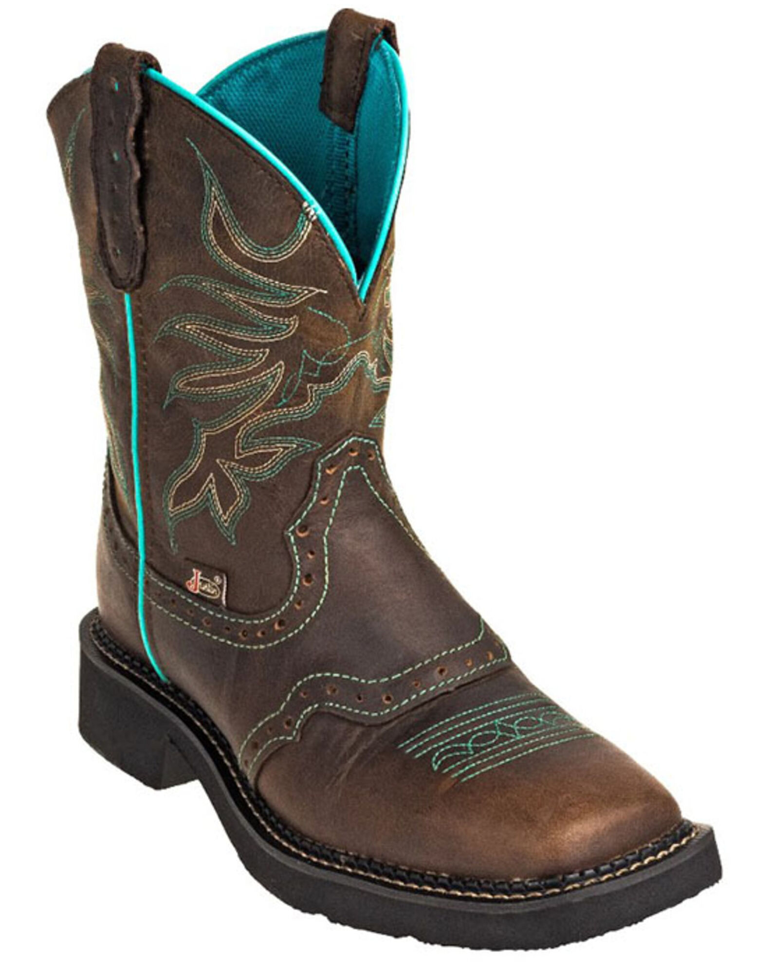 Justin Women s Mandra Chocolate Western Boots Broad Square Toe
