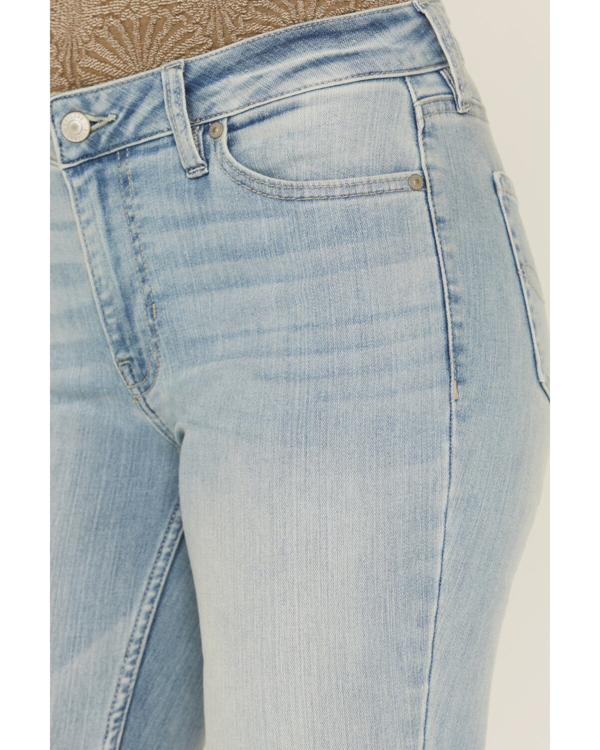 Product Name:  Shyanne Women's Baker Light Wash Mid Rise Bootcut Super Stretch Denim Jeans