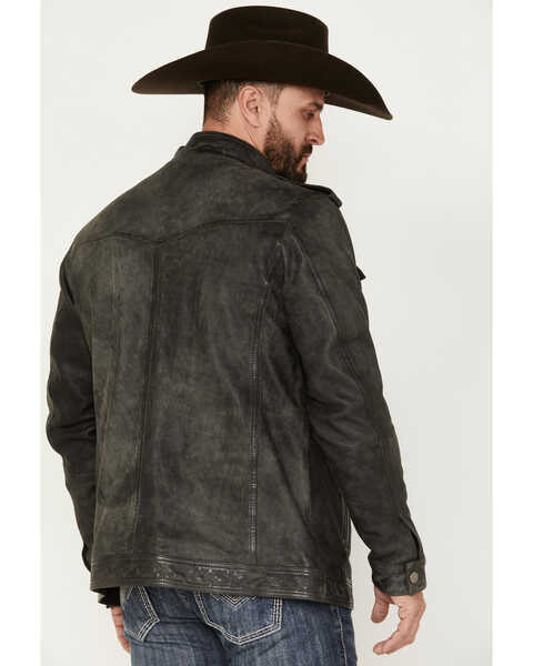 Moonshine Spirit Men's Leather Moto Jacket, Black, hi-res