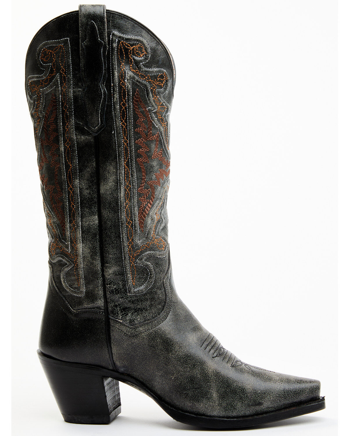 Image #2 - Dan Post Women's Atomic Vintage Embroidered Tall Western Boots - Snip Toe, Black, hi-res
