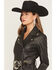 Image #2 - Show Me You Mumu Women's Faux Leather Belted Stapleton Long Sleeve Moto Mini Dress, Black, hi-res