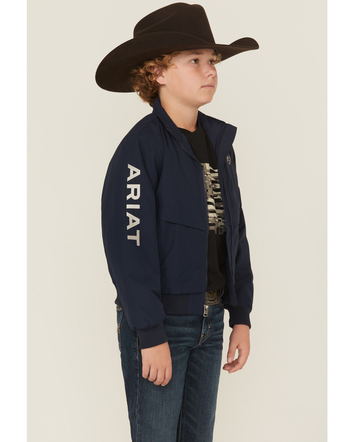 Image #2 - Ariat Boys' Stable Zip-Up Jacket, Navy, hi-res