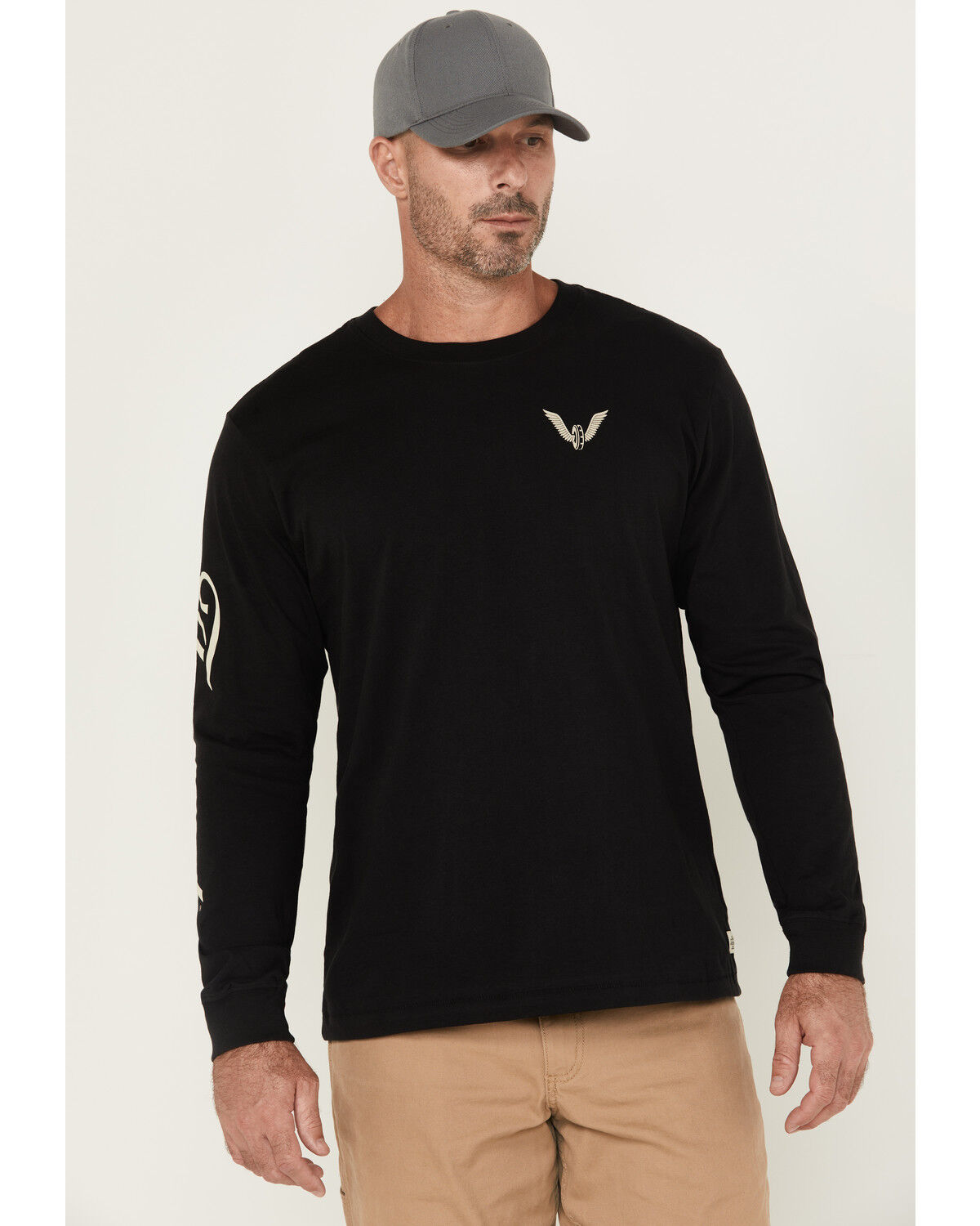 Image #1 - Thorogood Men's Wheel Script Logo Long Sleeve Graphic T-Shirt, Black, hi-res