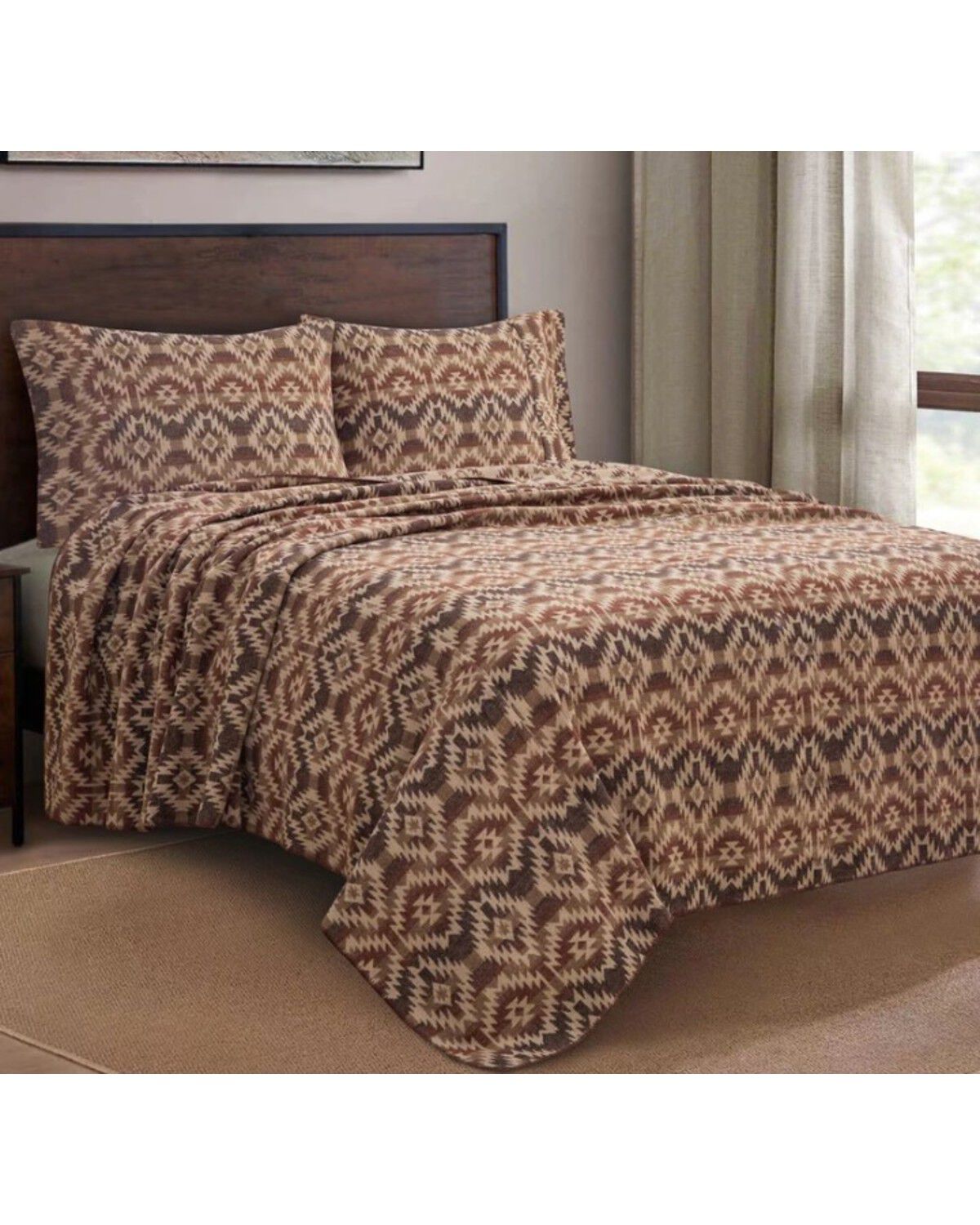 Image #1 - HiEnd Accents Mesa Wool Blend Full/Queen Size Blanket Set - 3 Piece, Multi, hi-res