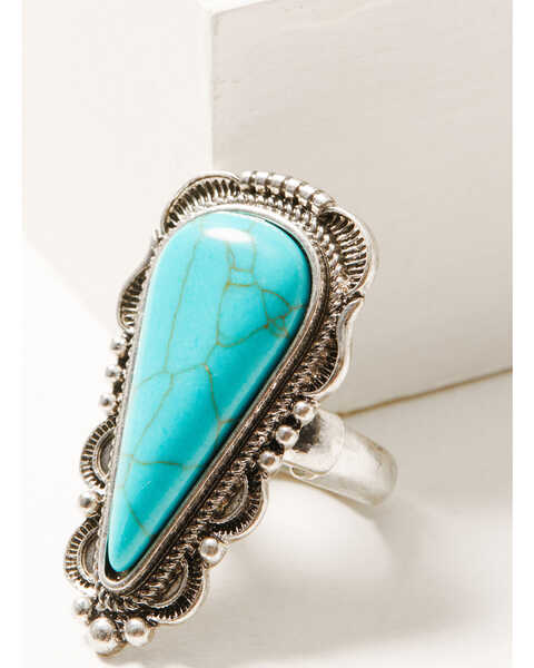 Prime Time Jewelry Women's Oversized Turquoise Statement Ring, Silver, hi-res