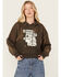 Image #1 - Cleo + Wolf Women's Bleached Deconstructed Whiskey Cropped Hoodie, Chocolate, hi-res