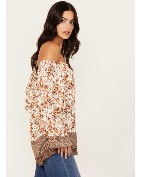 Image #2 - Wild Moss Women's Floral Border Peasant Top, Ivory, hi-res