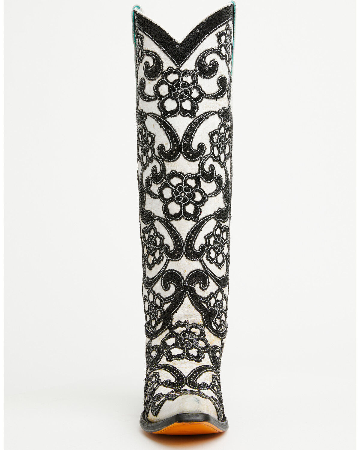 Corral Women's Floral Overlay Sequin Tall Western Boots - Snip Toe