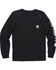 Image #1 - Carhartt Toddler Boys' Logo Long Sleeve Pocket T-Shirt, Black, hi-res