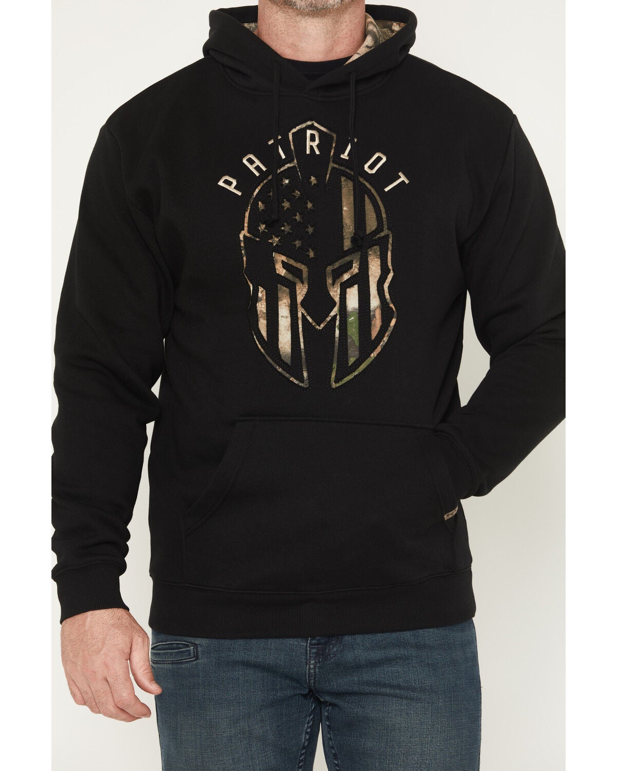 Image #3 - Buckwear Men's Camo Spartan Patriot Hooded Sweatshirt, Black, hi-res