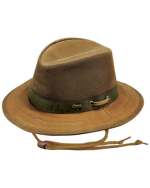 Outback Trading Co. Men's Oilskin Willis Mesh Hat, Tan, hi-res