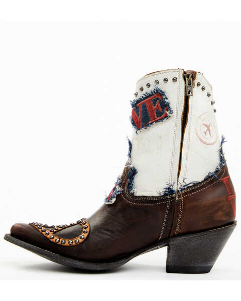 Image #3 - Yippee Ki Yay by Old Gringo Women's Love & Peace Studded Fashion Leather Booties - Pointed Toe, Taupe, hi-res