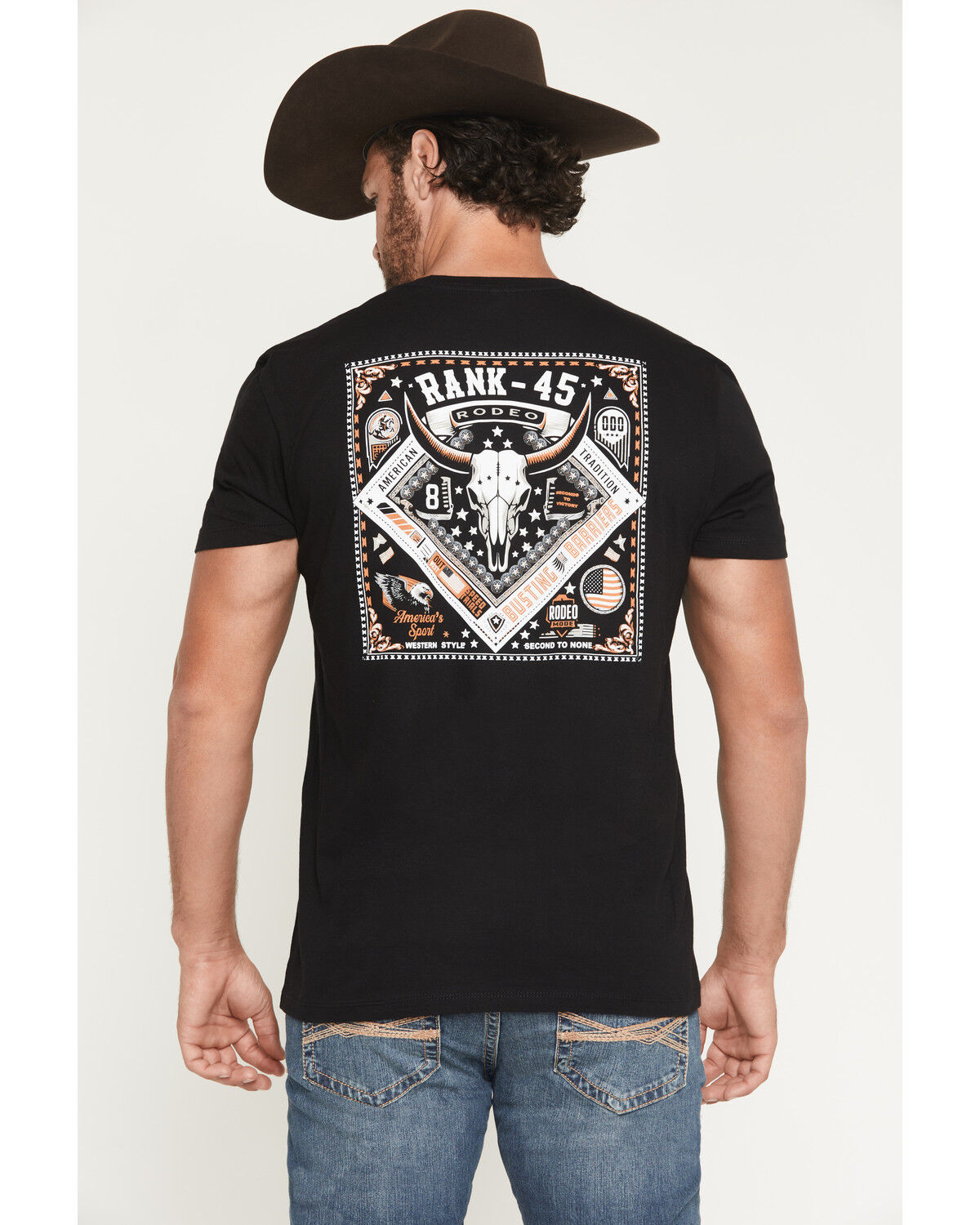 Image #1 - RANK 45® Men's Bandana Square Short Sleeve Graphic T-Shirt, Black, hi-res