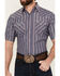 Image #3 - Ely Walker Men's Dobby Striped Print Short Sleeve Snap Western Shirt, Blue, hi-res