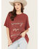 Image #1 - Wrangler Women's Giddy Up Short Sleeve Oversized Graphic Tee, Rust Copper, hi-res