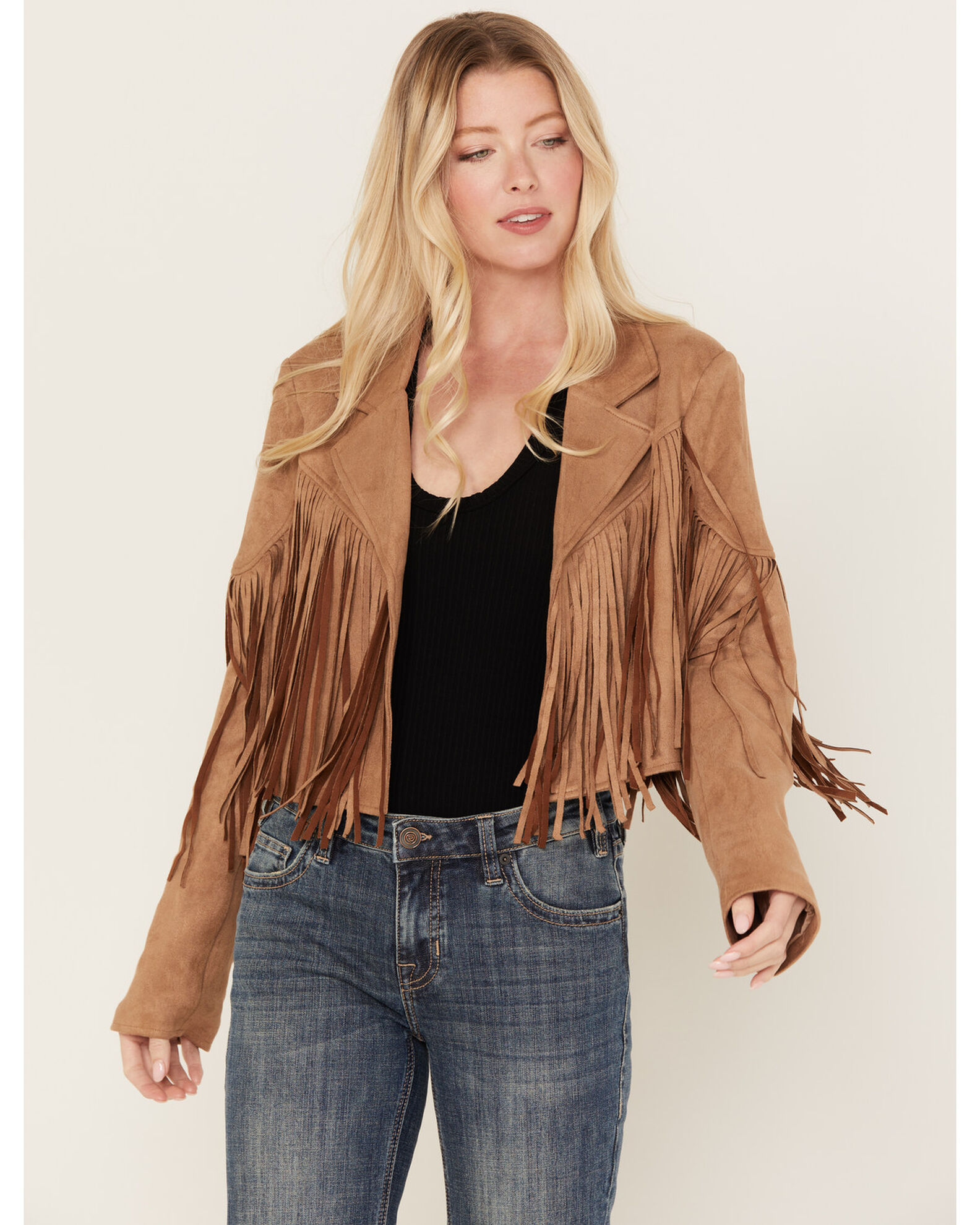 Cropped suede discount jacket womens