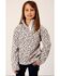 Image #1 - Roper Girls' Leopard Print Micro Fleece Pullover, White, hi-res