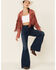 Saints & Hearts Women's Faux Suede Cropped Fringe Jacket , Mauve, hi-res
